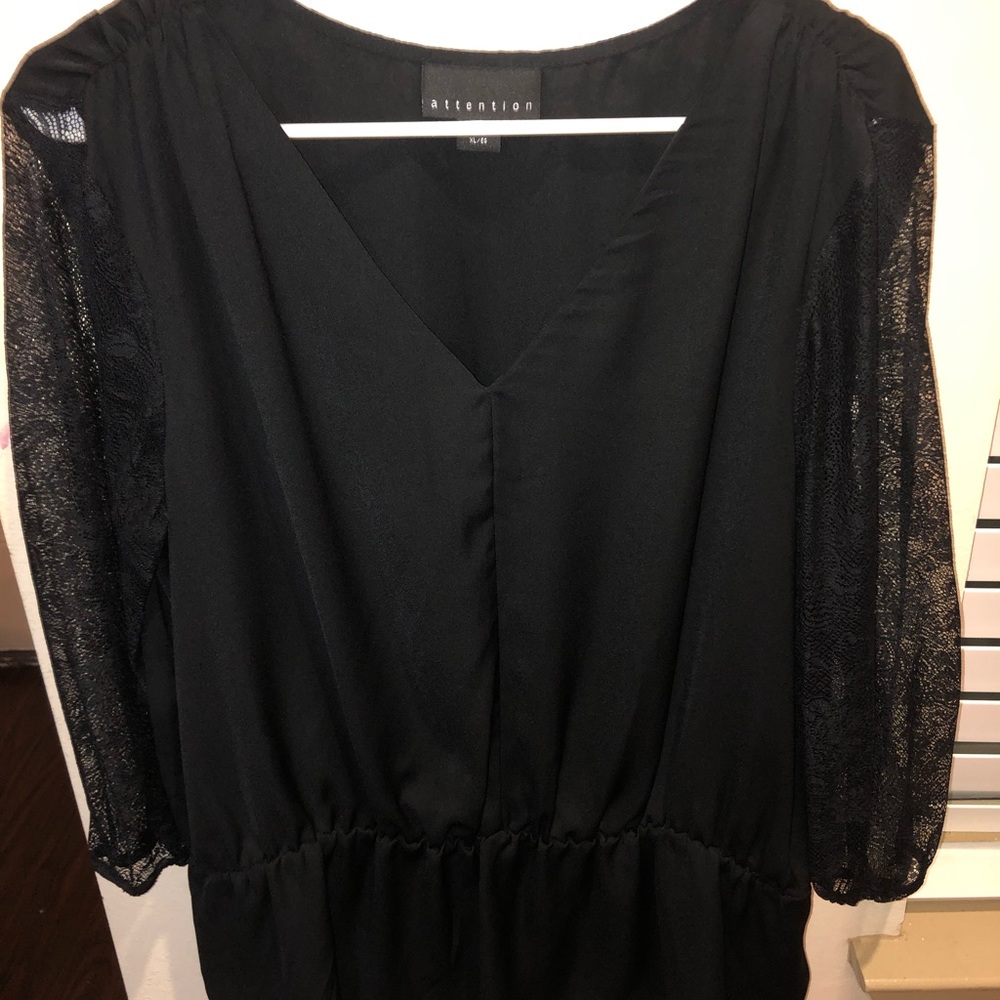 Blouse black 1/4 lace sleeves